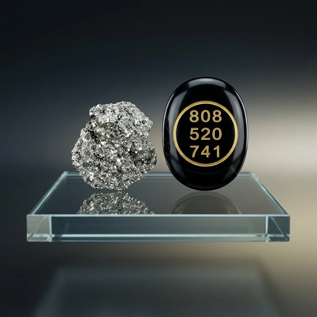 Black Agate Zibu Coin & Pyrite Stone - Aditya Kundali