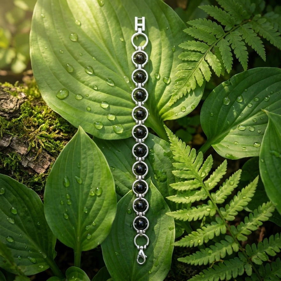 Black Tourmaline Link Bracelet - Aditya Kundali