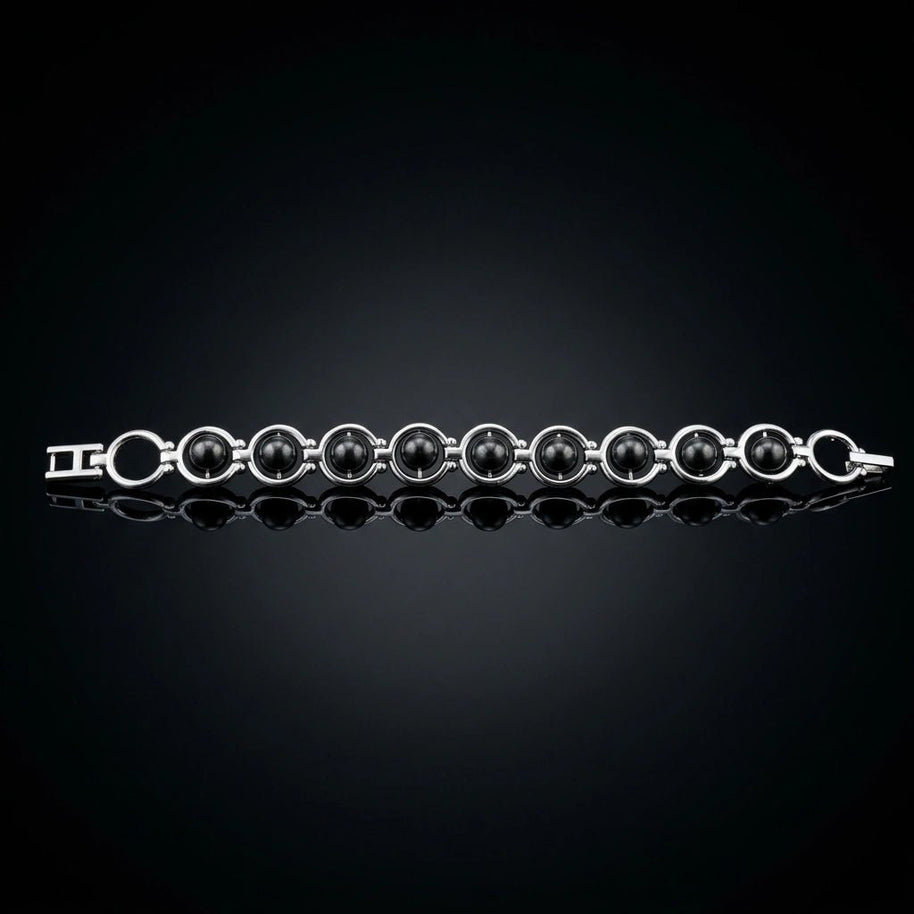 Black Tourmaline Link Bracelet - Aditya Kundali
