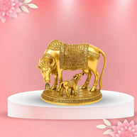 Brass Kamadhenu Cow & Calf Statue - Aditya Kundali