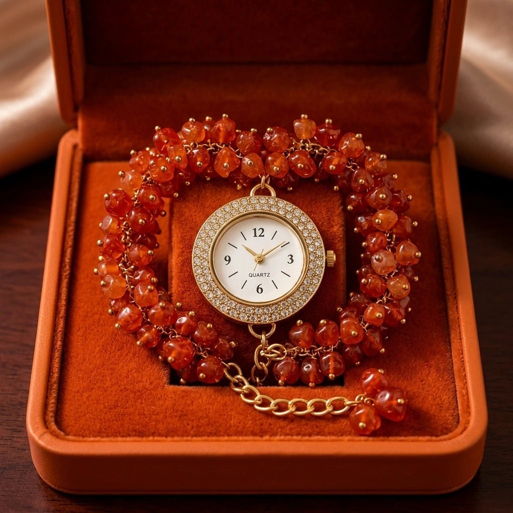 Carnelian Chips Watch Bracelet - Aditya Kundali
