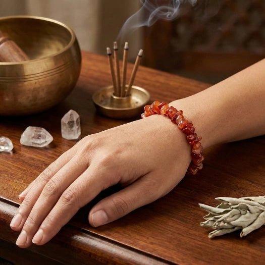 Carnelian Crystal Chip Bracelet - Aditya Kundali