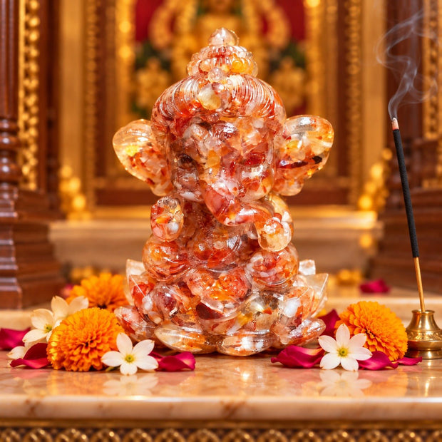 Carnelian Ganesh Statue - Aditya Kundali