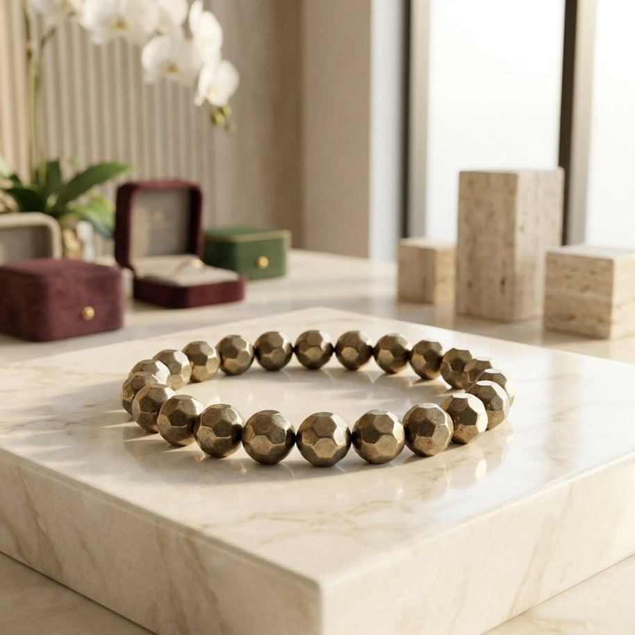 Diamond Cut Golden Pyrite Bracelet - Aditya Kundali