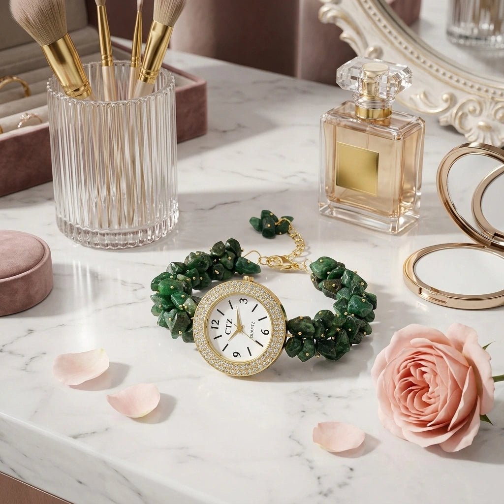 Green Aventurine Chip Watch Bracelet - Aditya Kundali