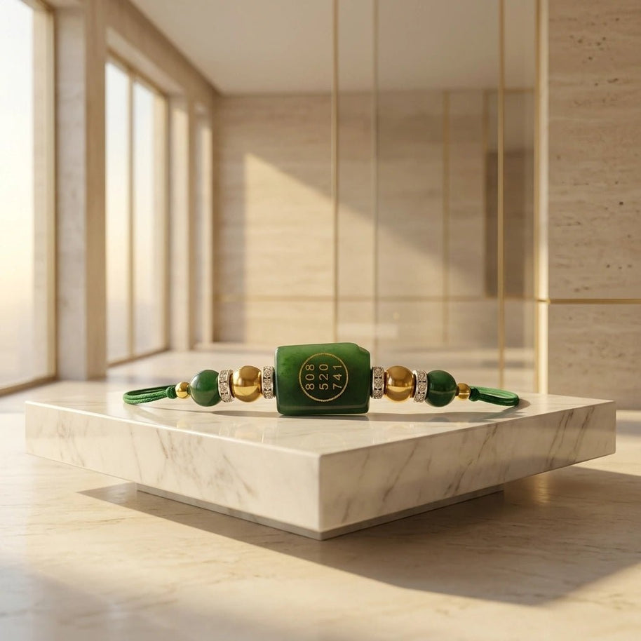 Green Aventurine Zibu Money Magnet Rakhi - Aditya Kundali