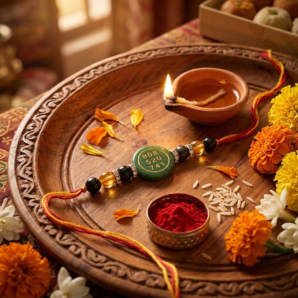 Green Jade Zibu Money Magnet Rakhi - Aditya Kundali