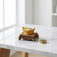 Ingot Boat Golden Brass Feng Shui - Aditya Kundali