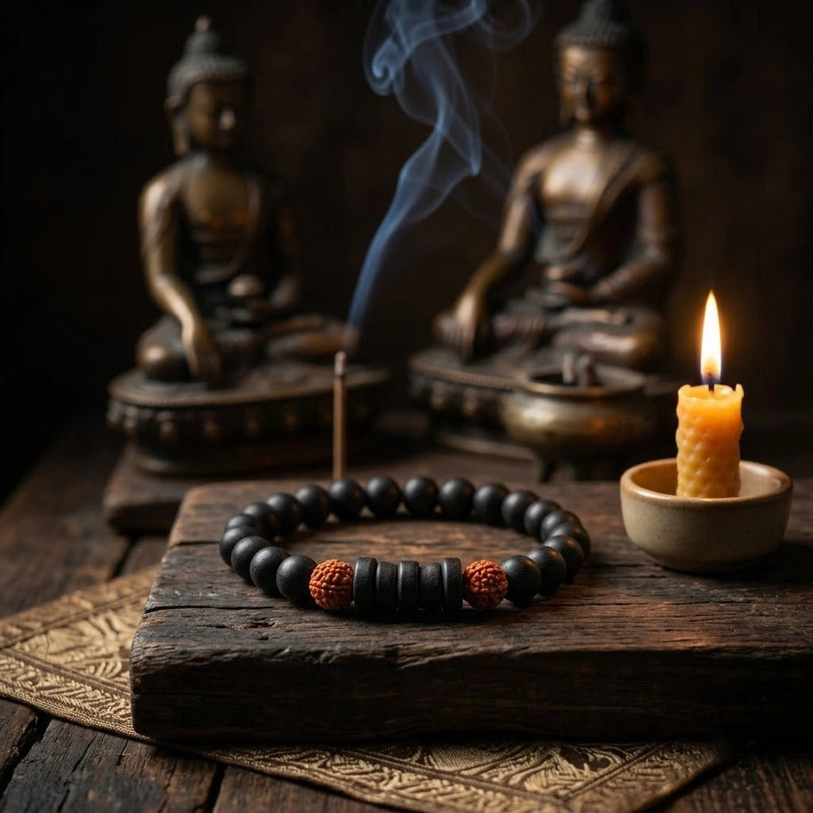 Karungali Rudraksha Damru Bracelet - Aditya Kundali