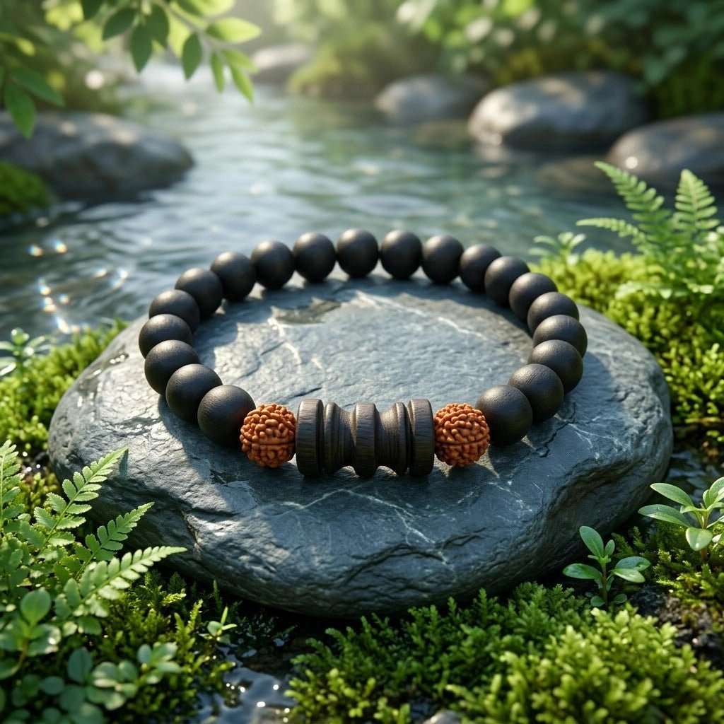 Karungali Rudraksha Damru Bracelet - Aditya Kundali
