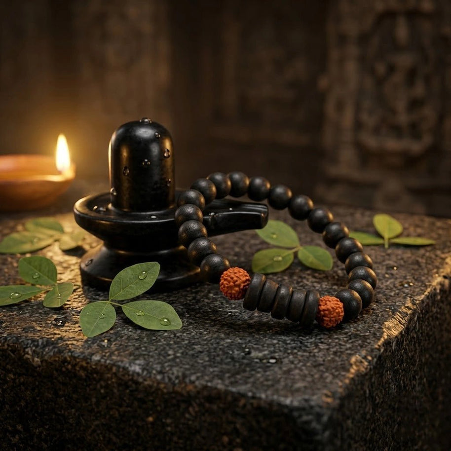 Karungali Rudraksha Damru Bracelet - Aditya Kundali