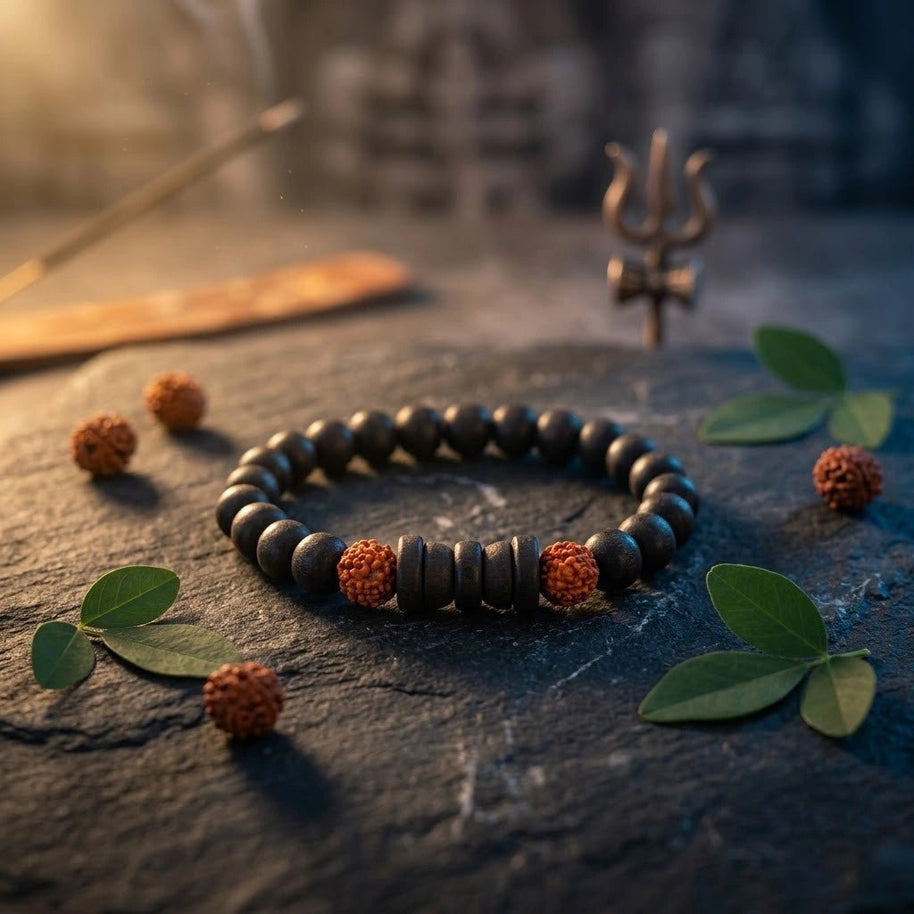 Karungali Rudraksha Damru Bracelet - Aditya Kundali