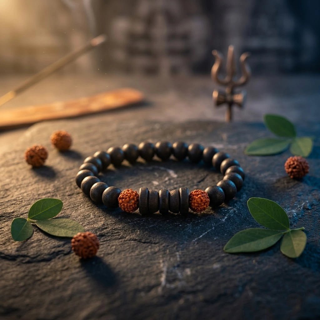 Karungali Rudraksha Damru Bracelet - Aditya Kundali