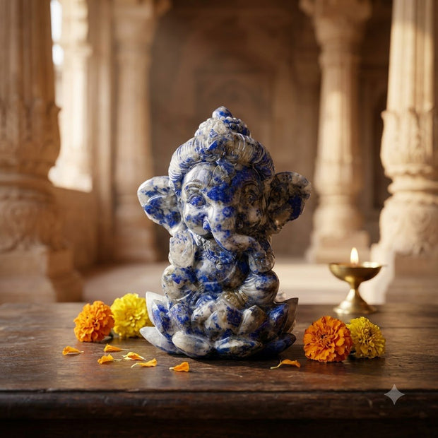 Lapis Lazuli Ganesh Statue - Aditya Kundali