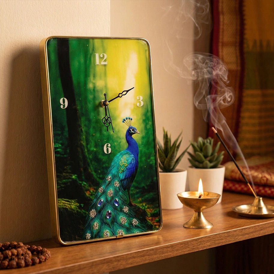 Peacock Pyrite & Lapis Crystal Clock - Aditya Kundali