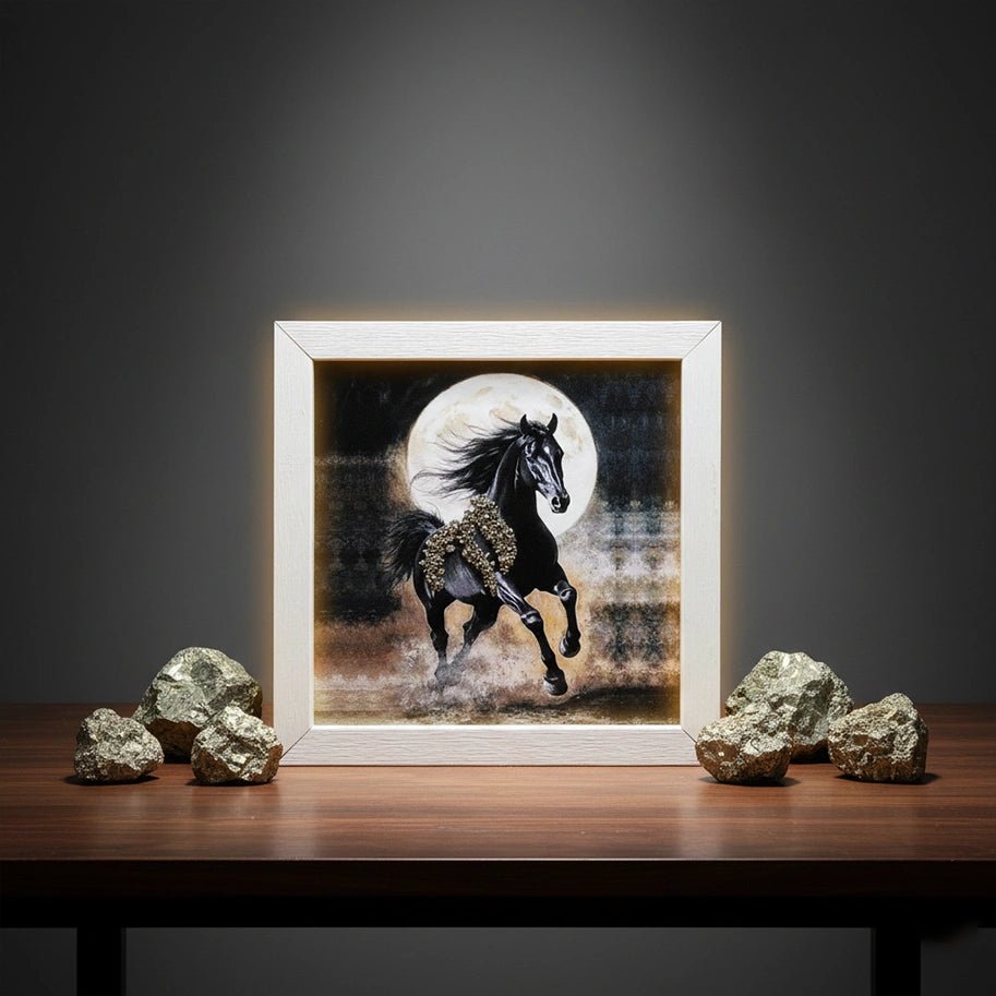 Pyrite Black Horses Frame - Aditya Kundali