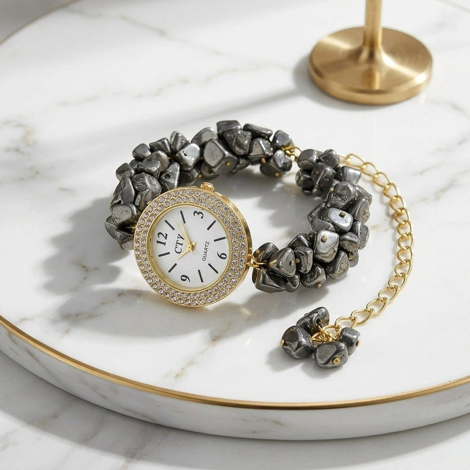 Pyrite Chip Watch Bracelet - Aditya Kundali