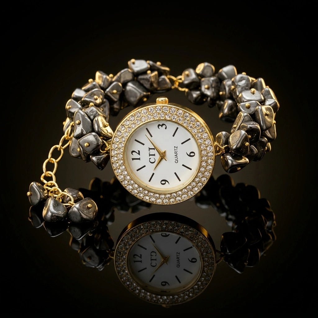 Pyrite Chip Watch Bracelet - Aditya Kundali
