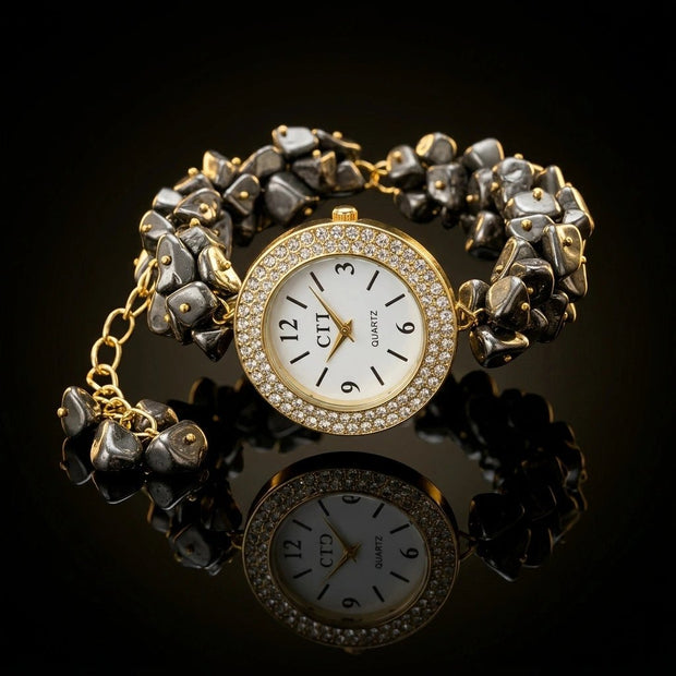 Pyrite Chip Watch Bracelet - Aditya Kundali