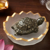 Pyrite Tortoise With Selenite Plate - Aditya Kundali