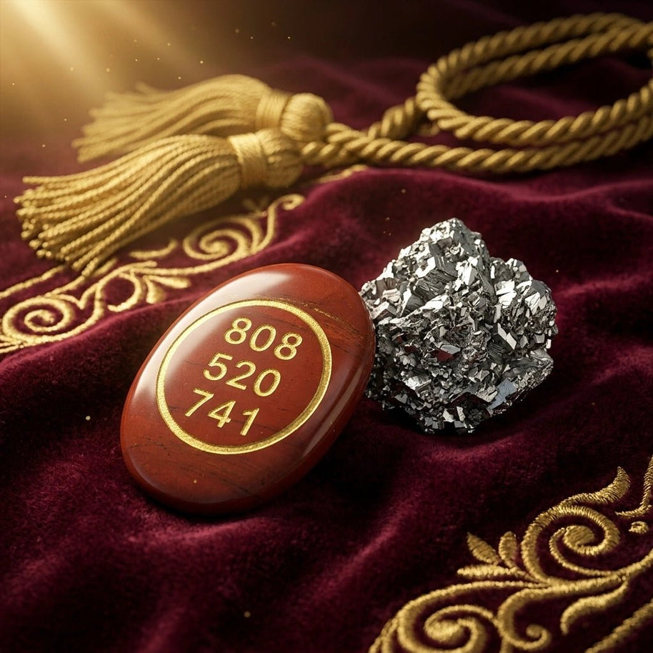 Red Jasper Zibu Coin & Pyrite Stone - Aditya Kundali