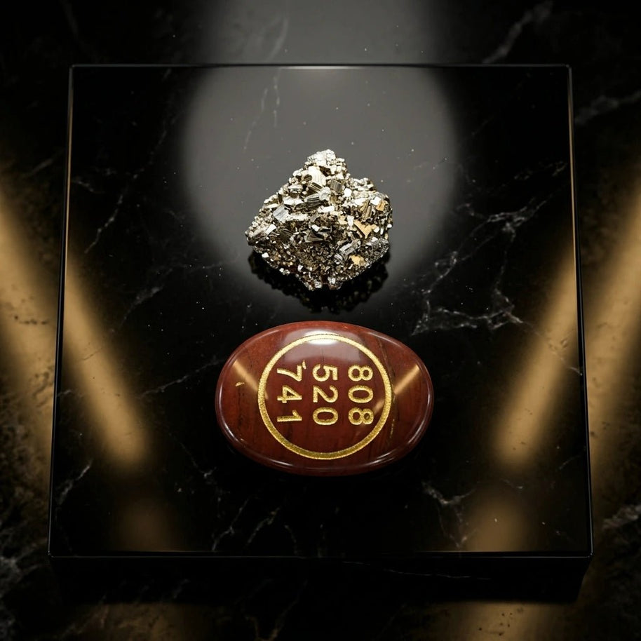 Red Jasper Zibu Coin & Pyrite Stone - Aditya Kundali