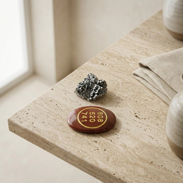 Red Jasper Zibu Coin & Pyrite Stone - Aditya Kundali