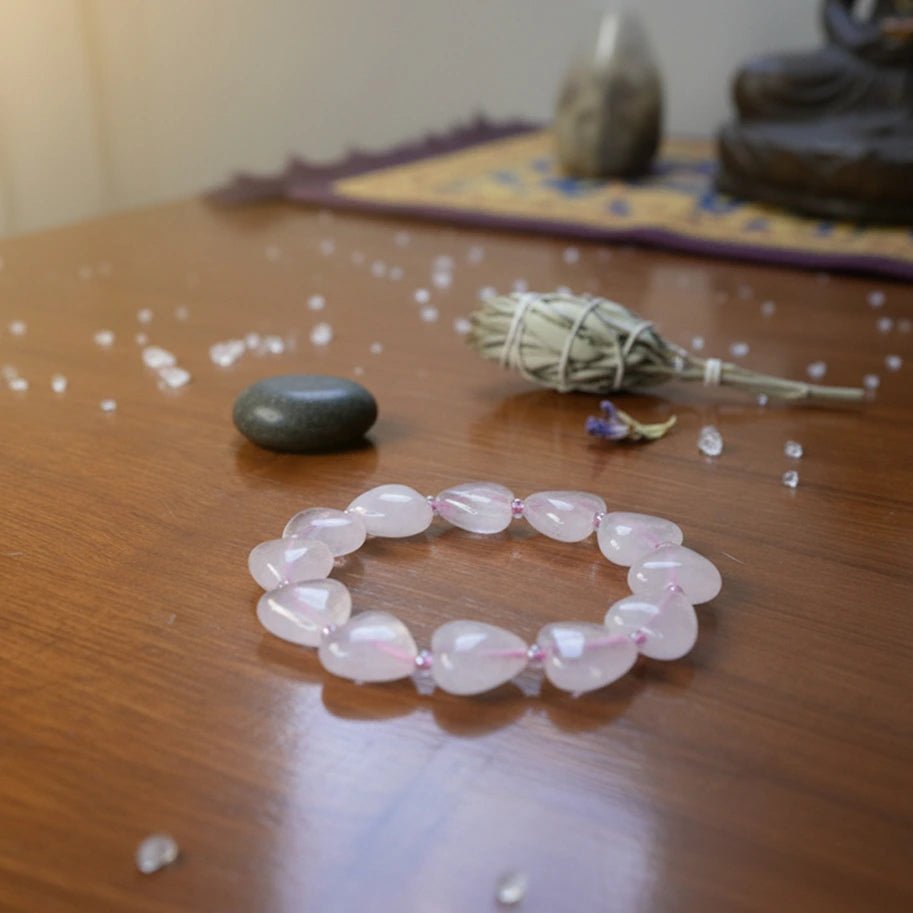 Rose Quartz Heart Bracelet - Aditya Kundali