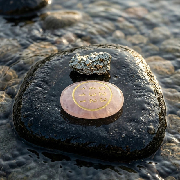 Rose Quartz Zibu Coin & Pyrite - Aditya Kundali