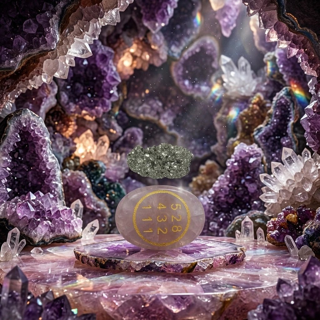 Rose Quartz Zibu Coin & Pyrite - Aditya Kundali