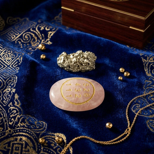 Rose Quartz Zibu Coin & Pyrite - Aditya Kundali