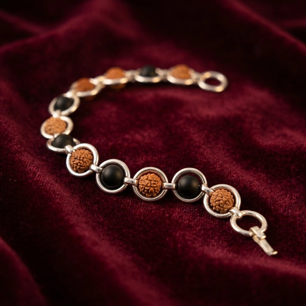 Rudraksha & Karungali Link Bracelet - Aditya Kundali