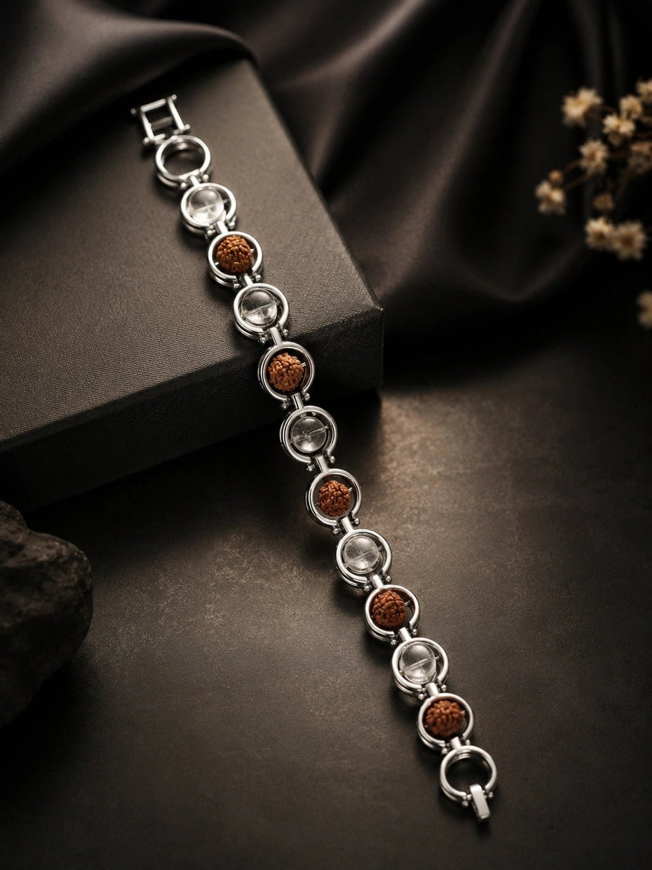 Rudraksha & Sphatik Link Bracelet - Aditya Kundali