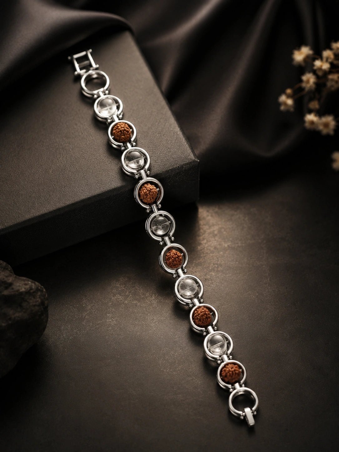 Rudraksha & Sphatik Link Bracelet - Aditya Kundali