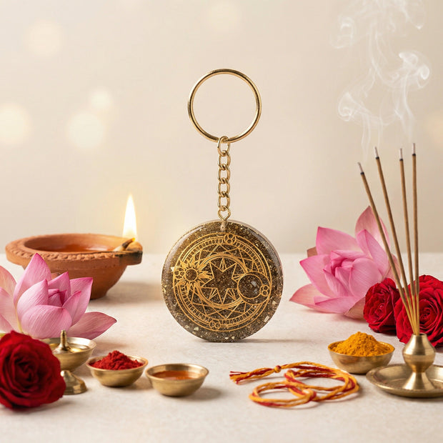 Sakura Magic Circle Pyrite Keychain - Aditya Kundali