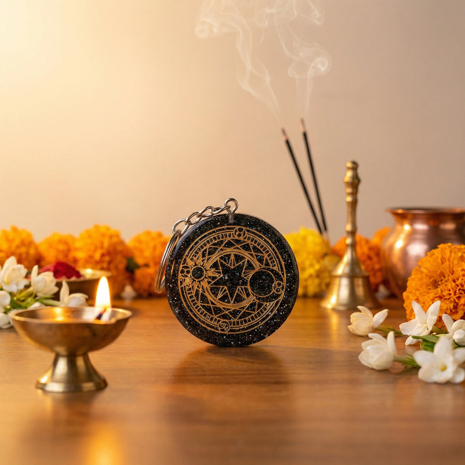 Sakura Magic Circle Pyrite Keychain - Aditya Kundali