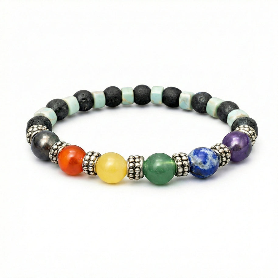 Seven Chakra With Lava Bracelet - Aditya Kundali