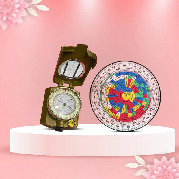 Vastu Chakra Map (6 Inch) + Oil - Filled Compass COMBO - Aditya Kundali